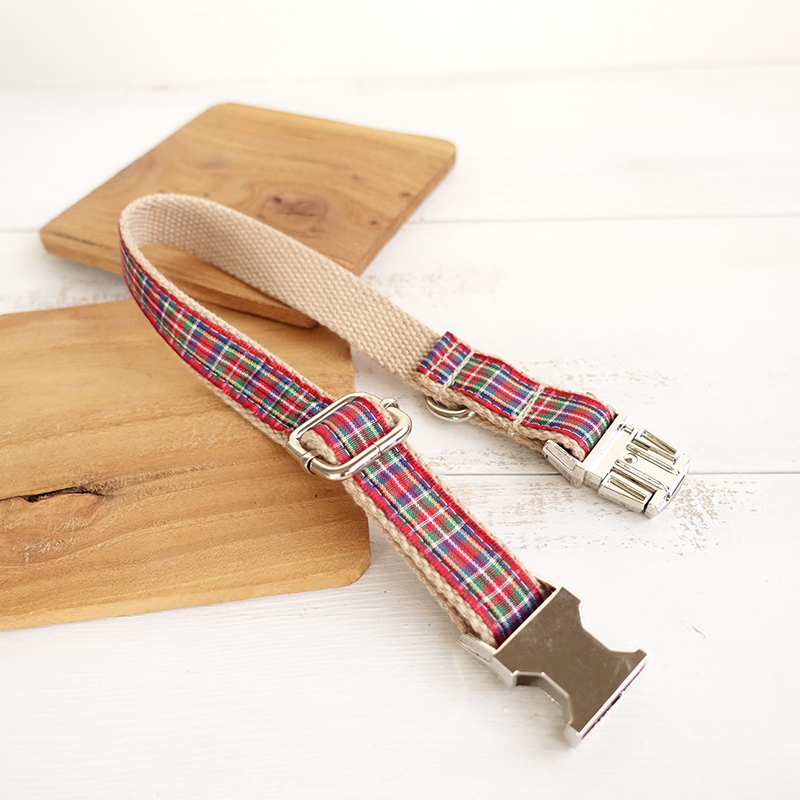 RED SCOTTISH Plaid Dog Collar