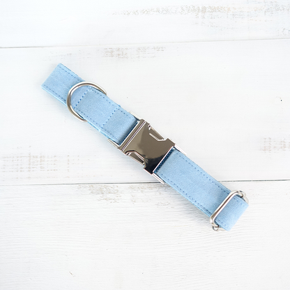 SKY BLUE Suede Fabric Dog Collar