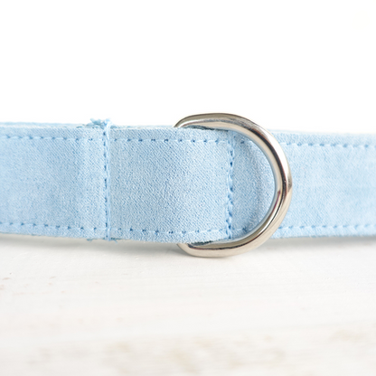 SKY BLUE Suede Fabric Dog Collar