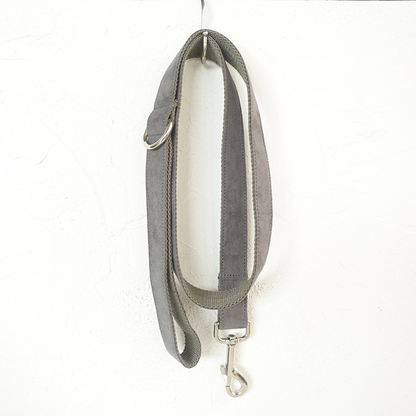 SOFT GREY Suede Fabric Dog Collar