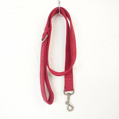 SOFT RED Suede Fabric Dog Collar