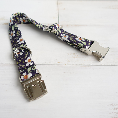 White Flower BLACK DAISY Pet Collar