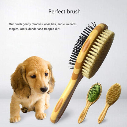 Professional Double Sided Pin Bristle Bamboo Dog Brush