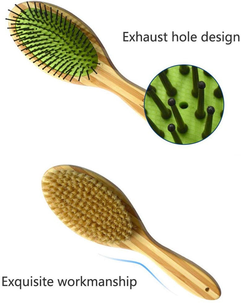 Professional Double Sided Pin Bristle Bamboo Dog Brush