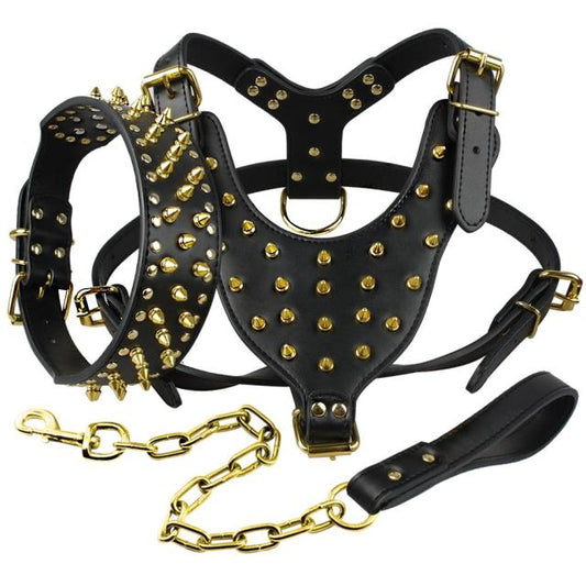 Leather Spiked Studded Dog Harness