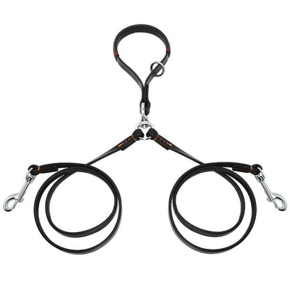 Leather 2 Ways Dog Double Leads
