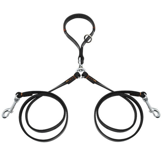 Leather 2 Ways Dog Double Leads