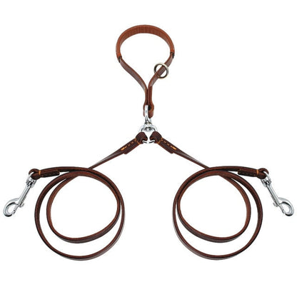 Leather 2 Ways Dog Double Leads