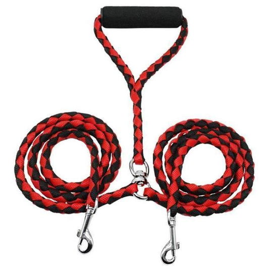 2 Way Braided Nylon Dual Dog Leash - Bark ‘n’ Paws
