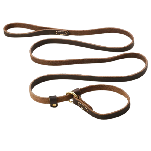 Real Leather P Chain Large Dog Leash