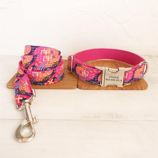 PINK SCRAWL Engraved Dog Collar - Bark ¡®n¡¯ Paws