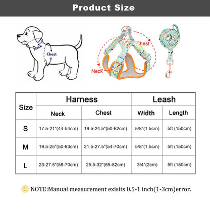 Reflective Fruit Printed Dog Harness & Lead
