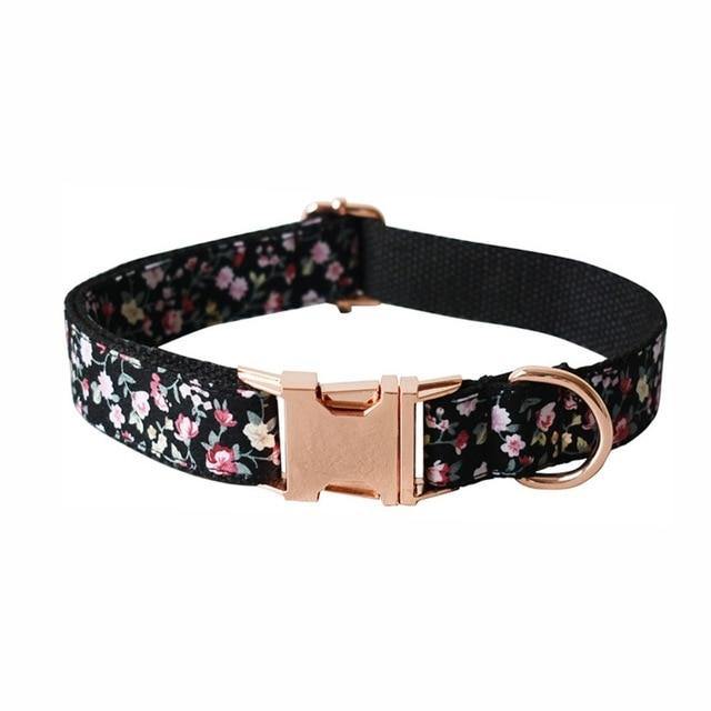 BLACK FLOWER Engraved Pet Collar - Bark ¡®n¡¯ Paws