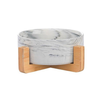 Ceramic Dog Bowl Dish with Wood Stand - Bark ‘n’ Paws