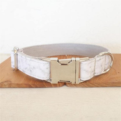 WHITE MARBLE Engraved Pet Collar - Bark ¡®n¡¯ Paws