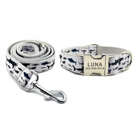 THE SHARK Grey Basic Dog Collar - Bark ¡®n¡¯ Paws