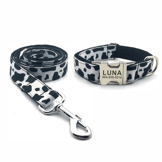 WHITE COW Engraved Dog Collar - Bark ¡®n¡¯ Paws