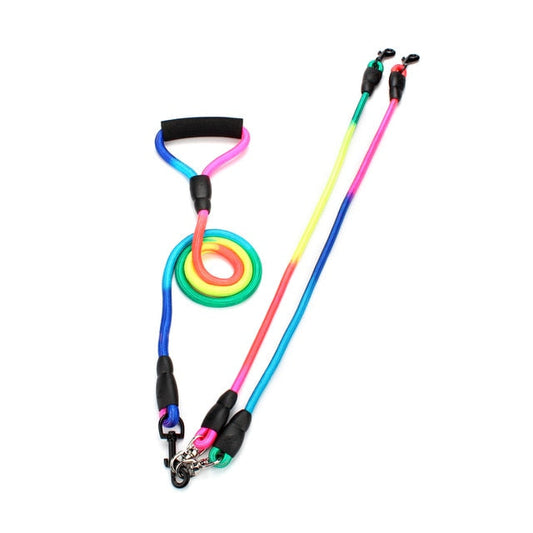 Rainbow Nylon Multi Dogs Leash