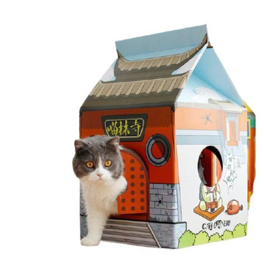 Corrugated Papper Milk Box Cat House - Bark ‘n’ Paws