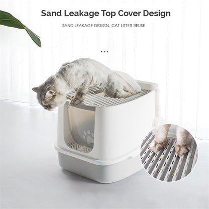 Fully Enclosed Anti Splash Pet Cat Litter Box