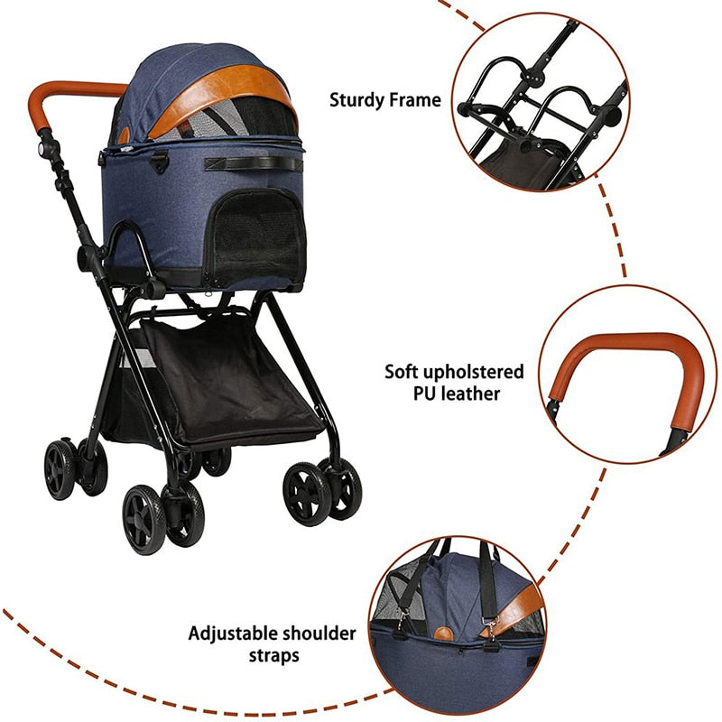 Luxury 2 In 1 Folding Pet Stroller