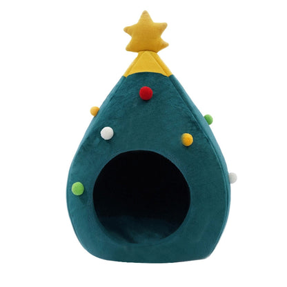 Winter Warm Christmas Tree Cat Sleeping Bed