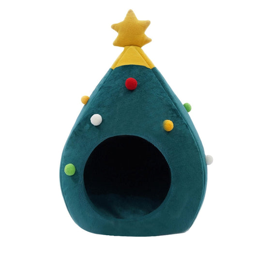 Winter Warm Christmas Tree Cat Sleeping Bed