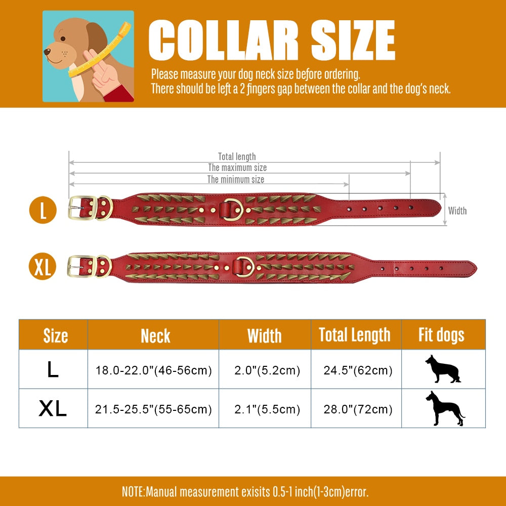 Leather Spikes Studded Dog Collar