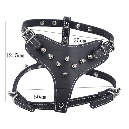 PU Leather Spiked Studded Dog Harness