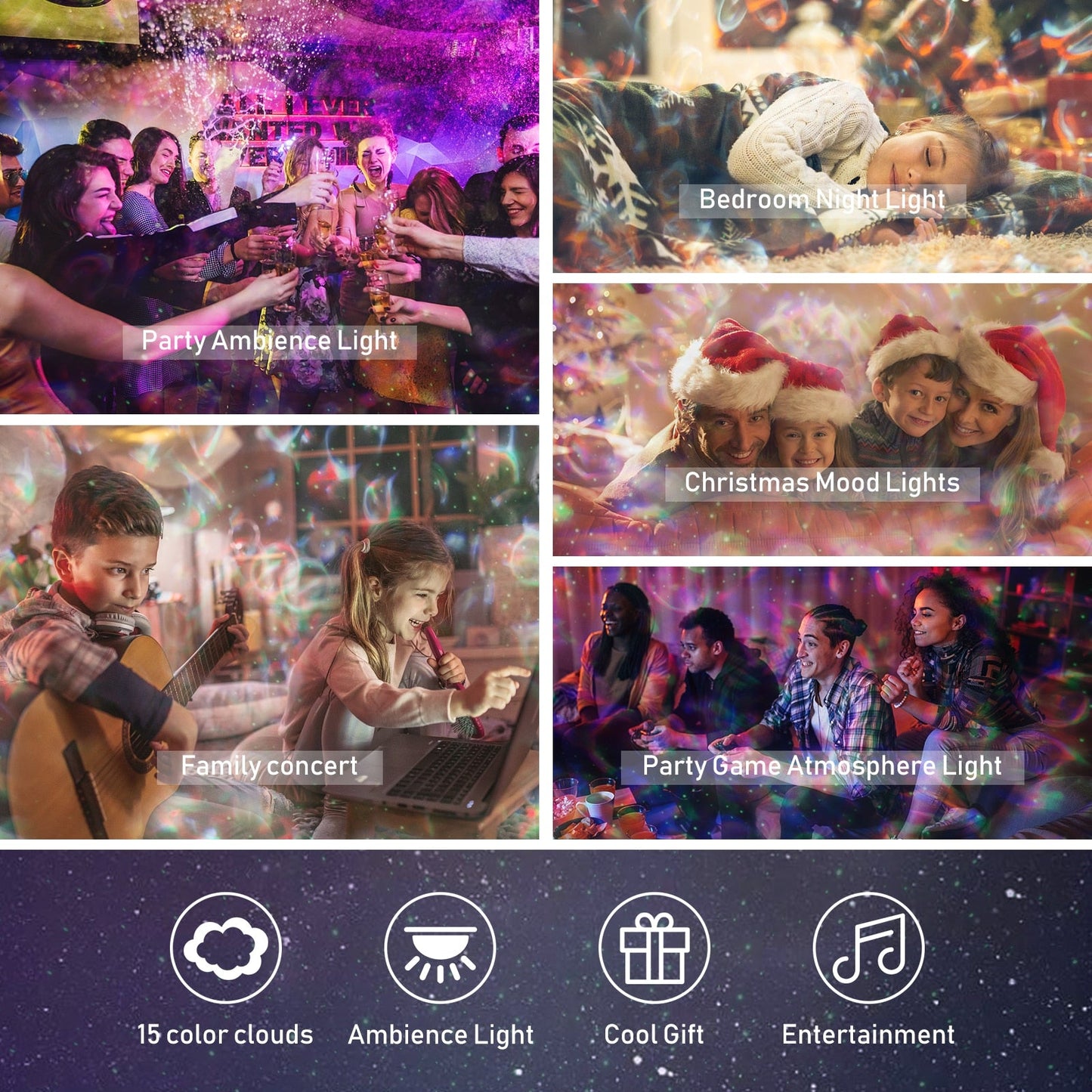 LED Music Night Light Star Projector