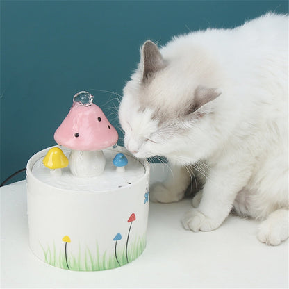 Mushroom Ceramic Pet Water Fountain