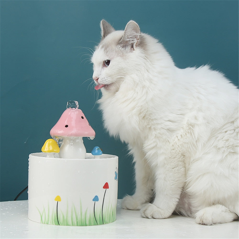 Mushroom Ceramic Pet Water Fountain