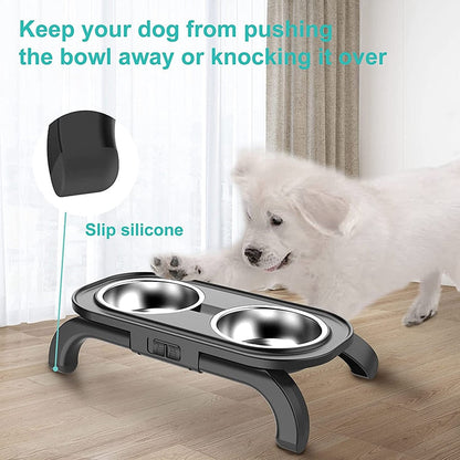 Elevated Dog Bowls With Adjustable Stand