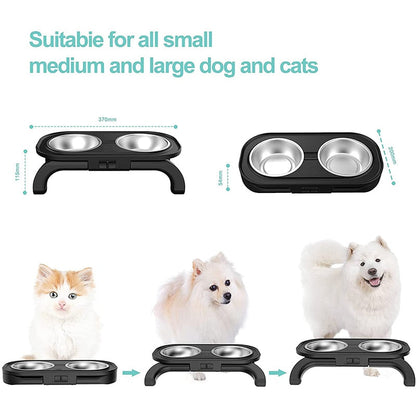 Elevated Dog Bowls With Adjustable Stand
