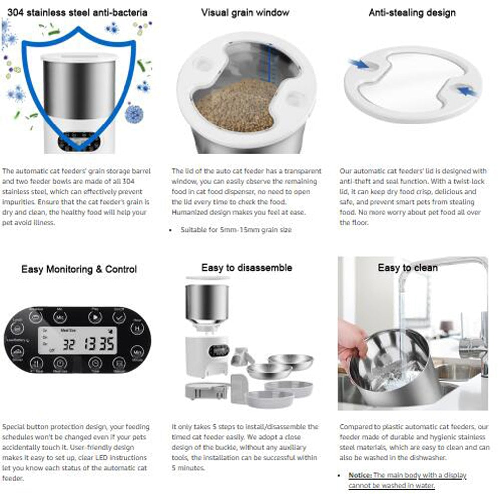 Automatic Stainless Steel Double Bowl Pet Feeder