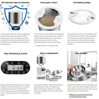 Automatic Stainless Steel Double Bowl Pet Feeder
