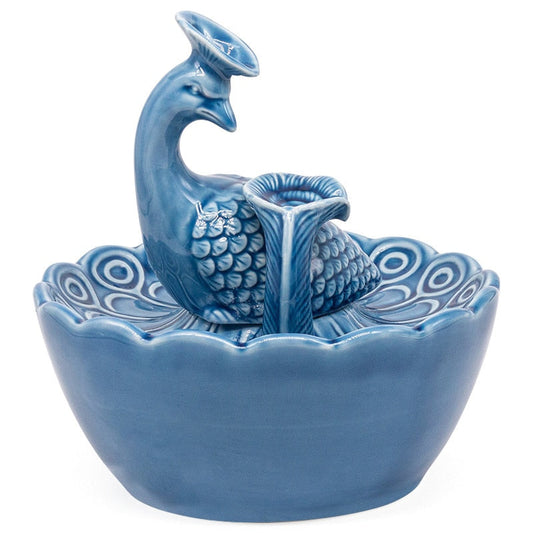 Blue Peacock Pet Ceramic Water Fountain