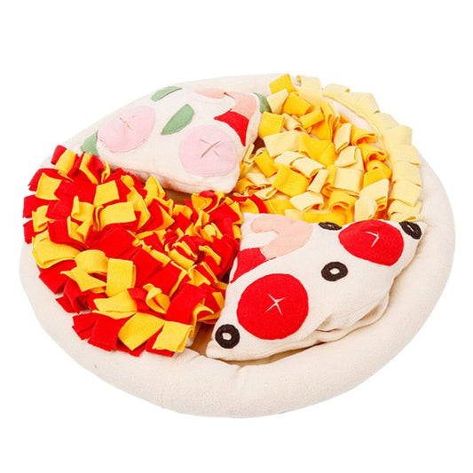 Fleece Round Pizza Dog Snuffle Mat