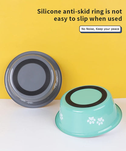 Stainless Steel Cute Paws Dog Bowl