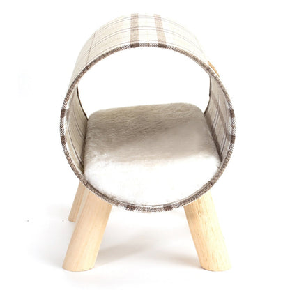 Winter Cat Wooden Cylinder House