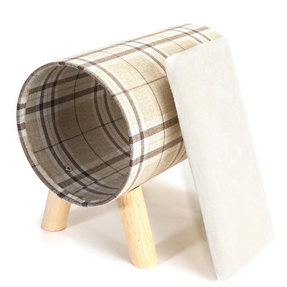 Winter Cat Wooden Cylinder House