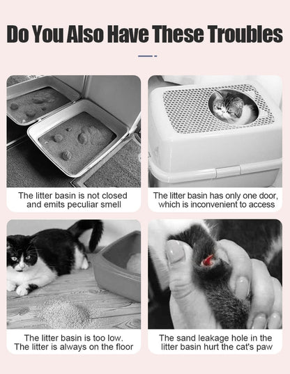 Fully Enclosed Odor Proof Cat Litter Box