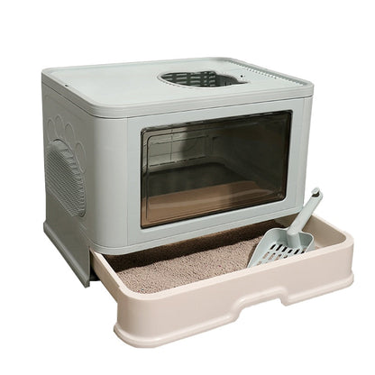 Fully Enclosed Cat Litter Box With Shovel