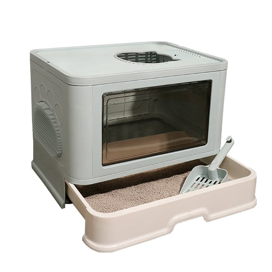 Fully Enclosed Cat Litter Box With Shovel