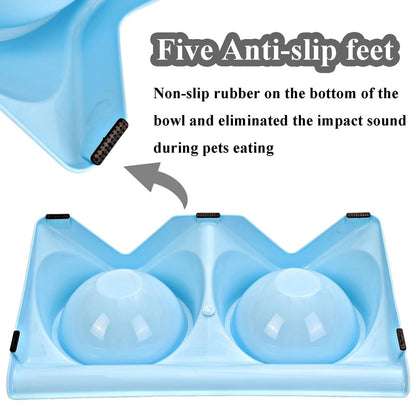 15° Tiled Stainless Steel Double Dog Bowls