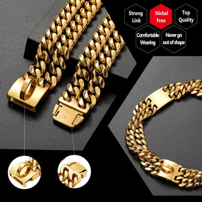 Luxury 18K Gold Plated Cuban Dog Chain