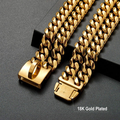 Luxury 18K Gold Plated Cuban Dog Chain