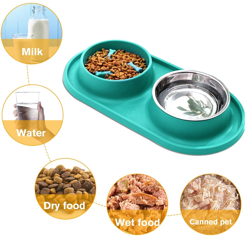 Detachable No Spill Stainless Steel Dog Bowls