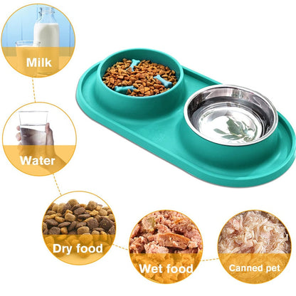 Detachable No Spill Stainless Steel Dog Bowls