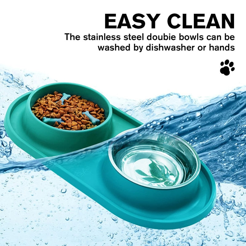 Detachable No Spill Stainless Steel Dog Bowls
